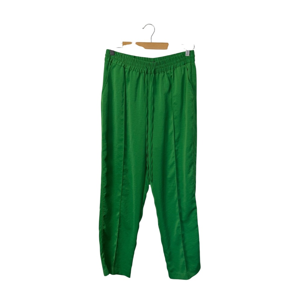 Zara Kelly Green Solid Wide Leg Pants, L